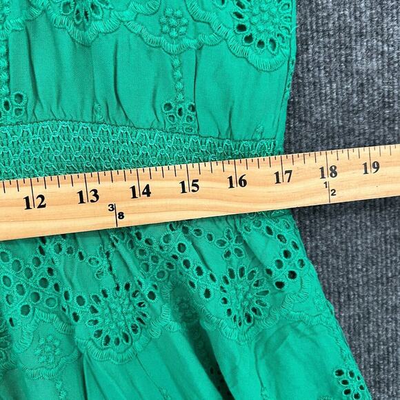 Sundance Maxi Dress Womens Large Green Eyelet Sleeveless Smocked Cottage Prairie - Picture 10 of 13